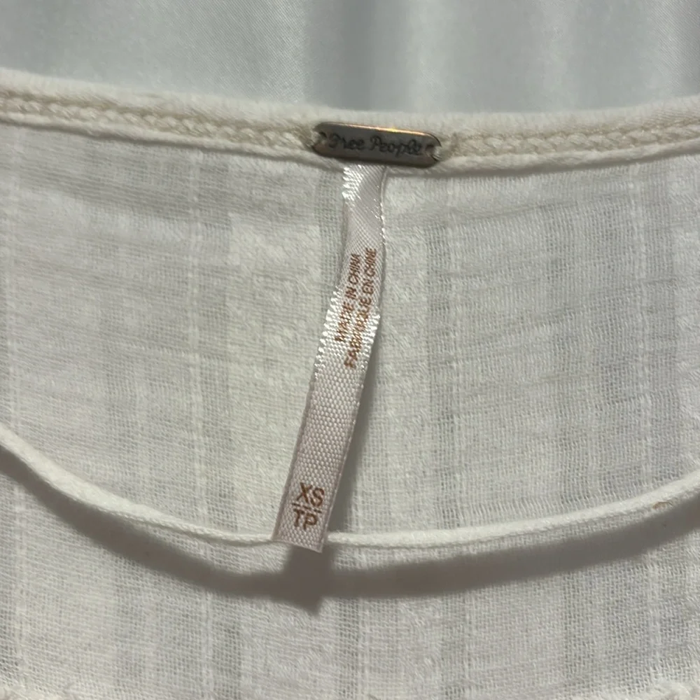 Free People Flowy Cotton Linen Tunic size XS off white - Picture 7 of 9
